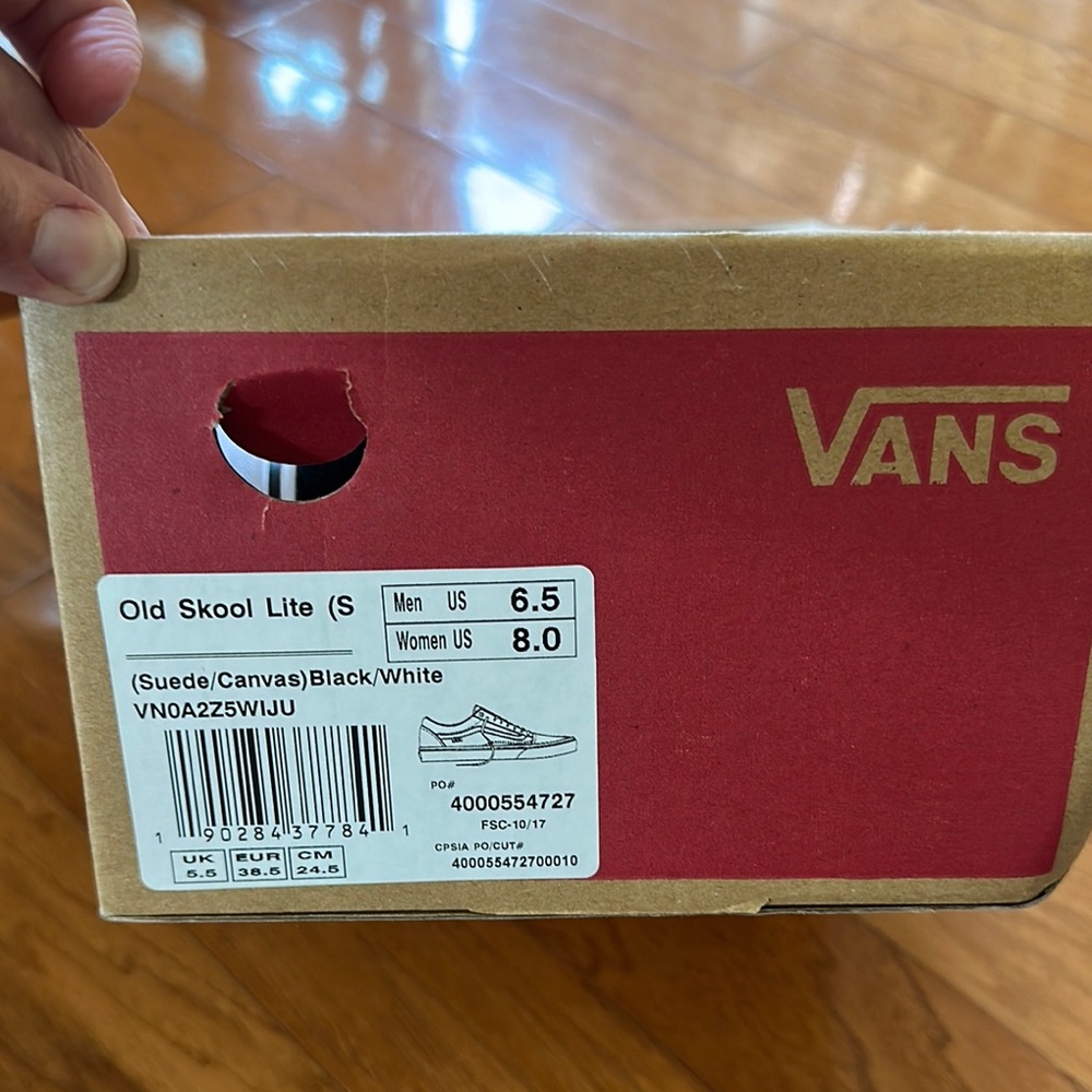 Vans Old Skool Lite Black and White Shoes Sz 8